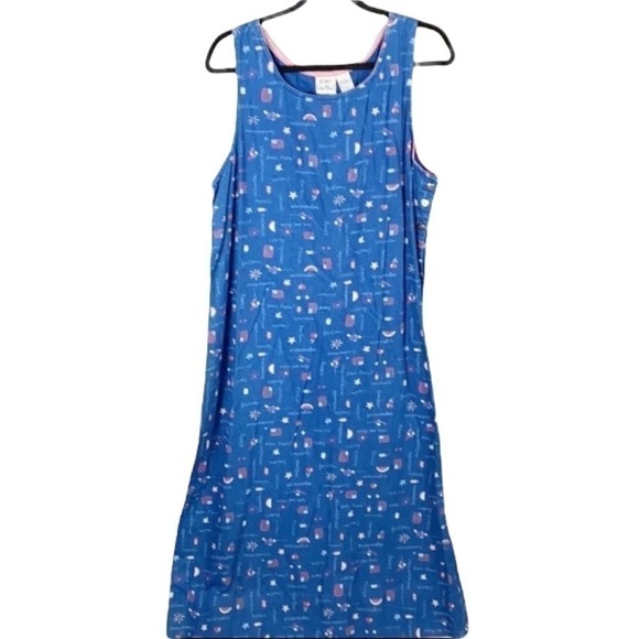 Vintage Dresses & Skirts - Vintage Americana Pattern Denim Maxi Dress size L